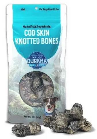 1ea 2.5oz Durkha Mini Cod Skin Knotted Bones - Items on Sales Now